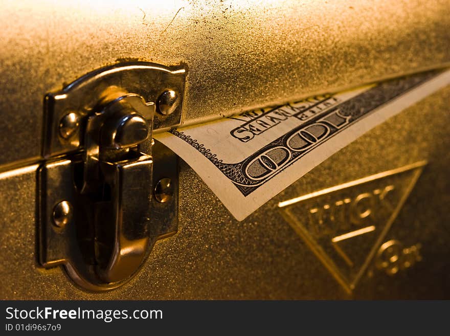 Money series: steel box with lock and dollar. Money series: steel box with lock and dollar