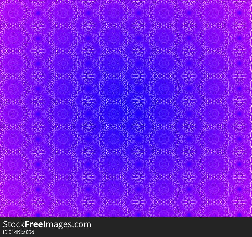 Blue and violet wallpaper with ornament design