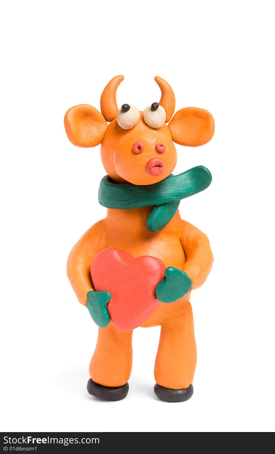 Orange bull with valentine