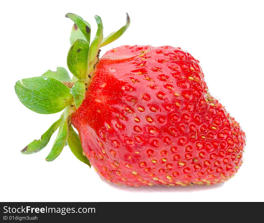 Close-up of ripe strawberry, isolated on white. Close-up of ripe strawberry, isolated on white