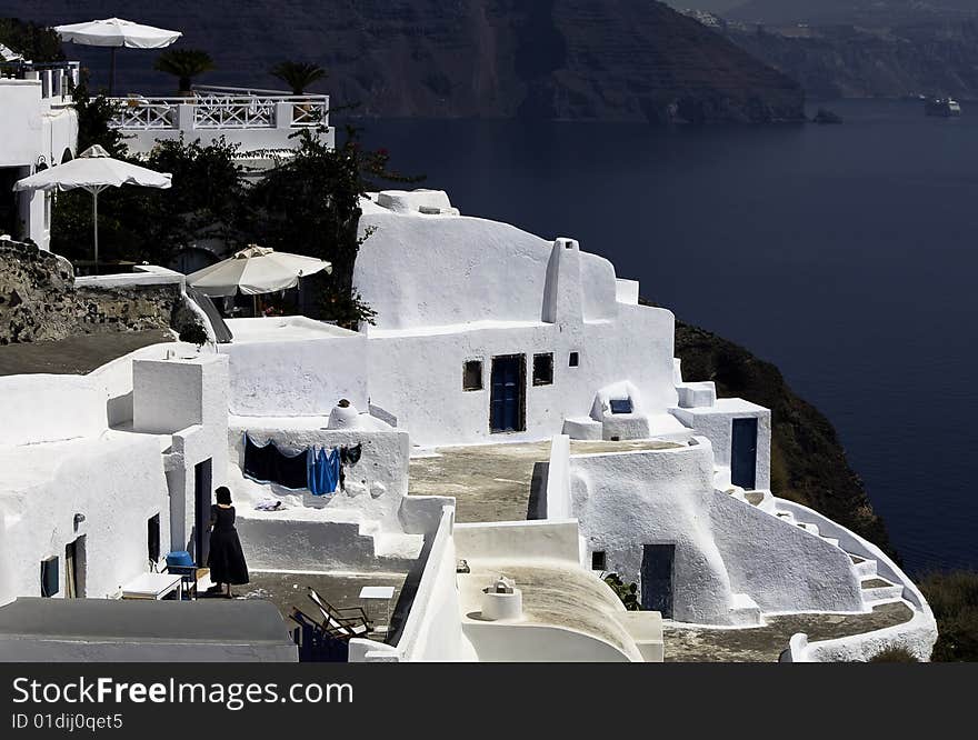 View of patio over the sea Santorini, Greece. View of patio over the sea Santorini, Greece