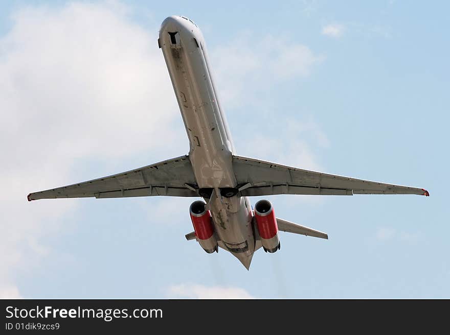 Climbing into the sky after take off. Climbing into the sky after take off