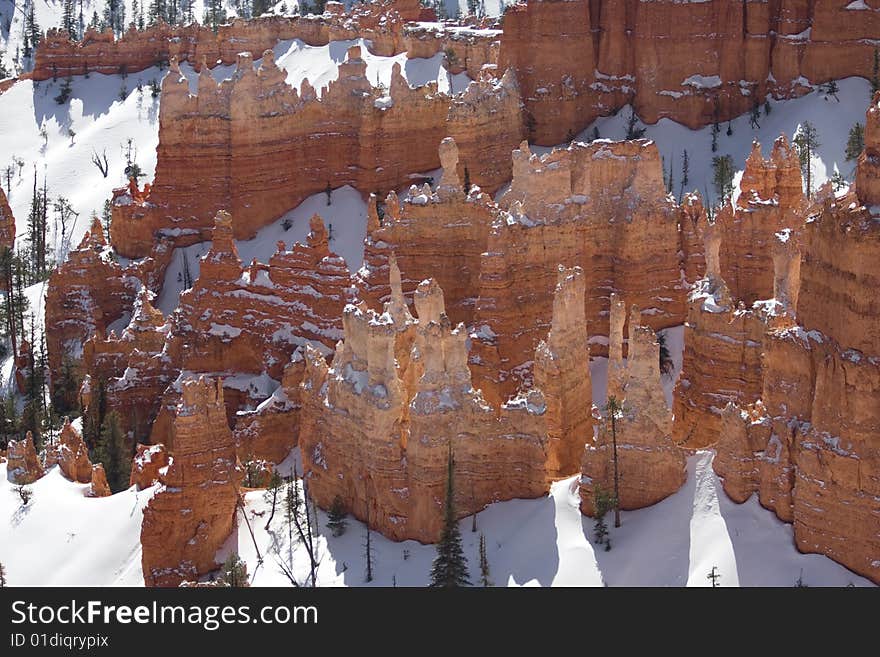 Bryce Canyon Formations in the Glow of Winter