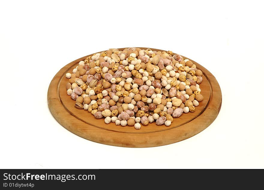 Dry fruits on the wood plate