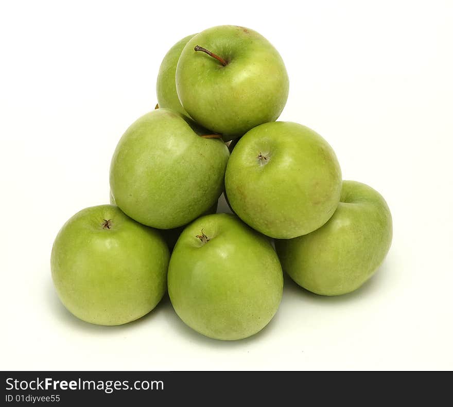 Green apples isolated at white