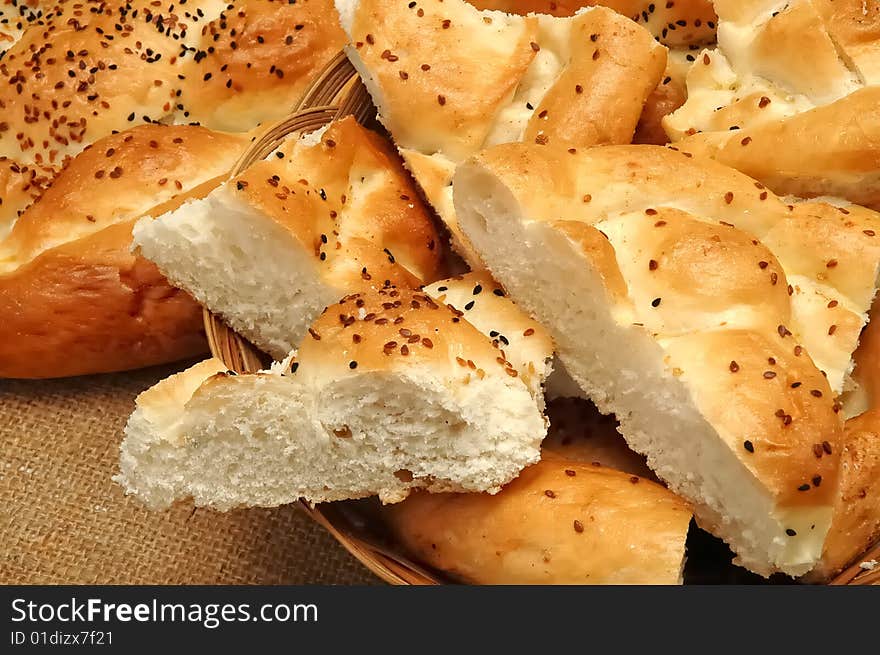 Fresh pitta pieces in bowl