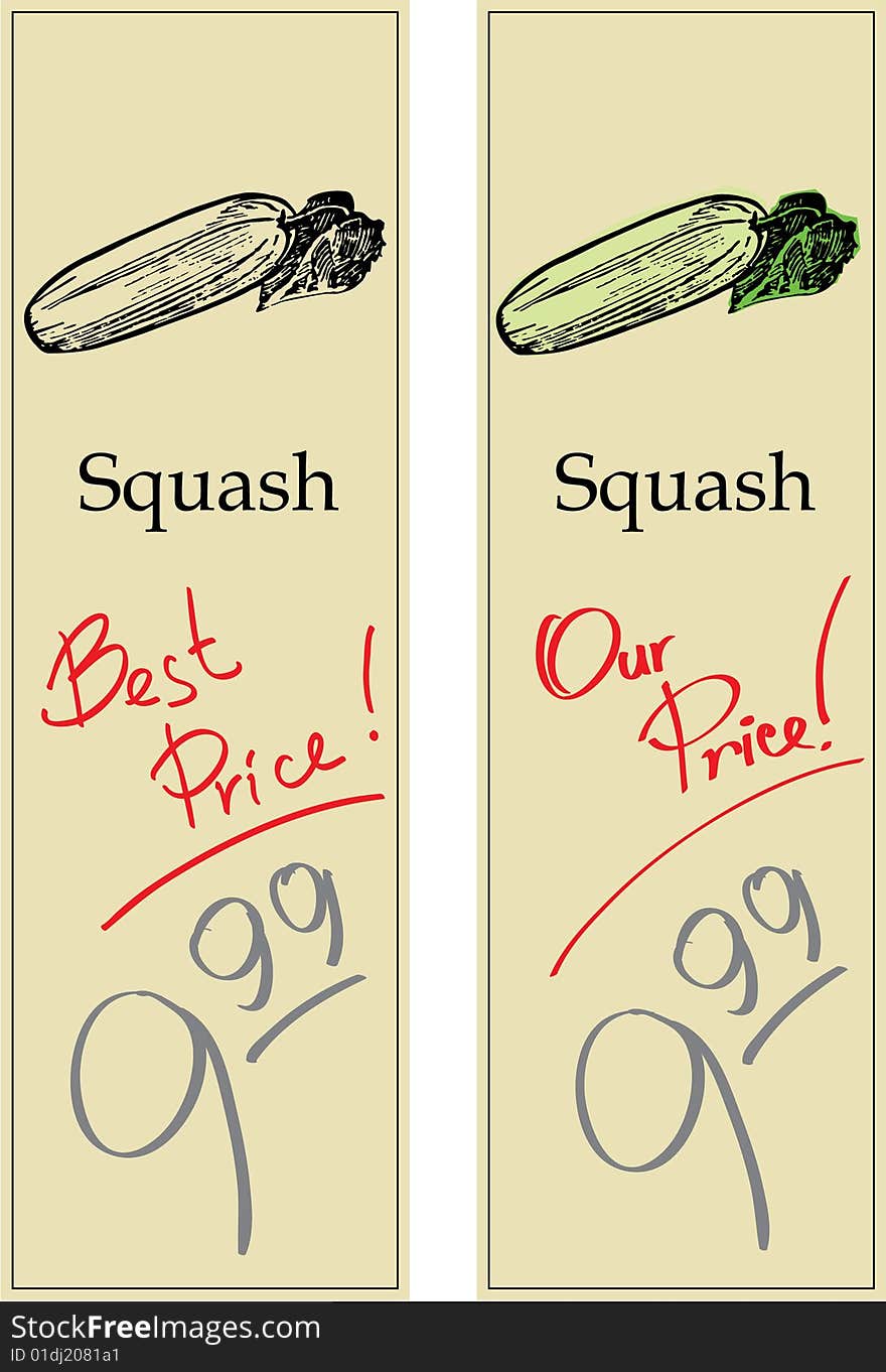 Squash - Two Price Tags with Vintage Effect