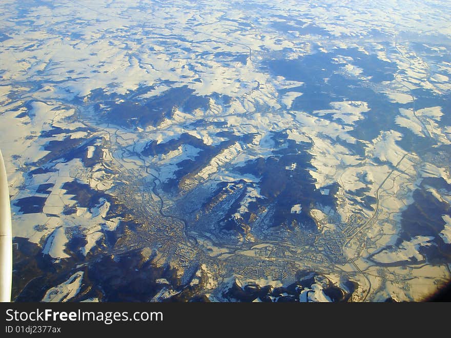 Out-of-plane-view over the city of Jena and the Saale-valley in Germany