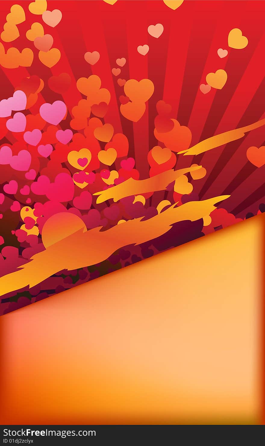 Valentine postcard with empty space for text and colorful hearts