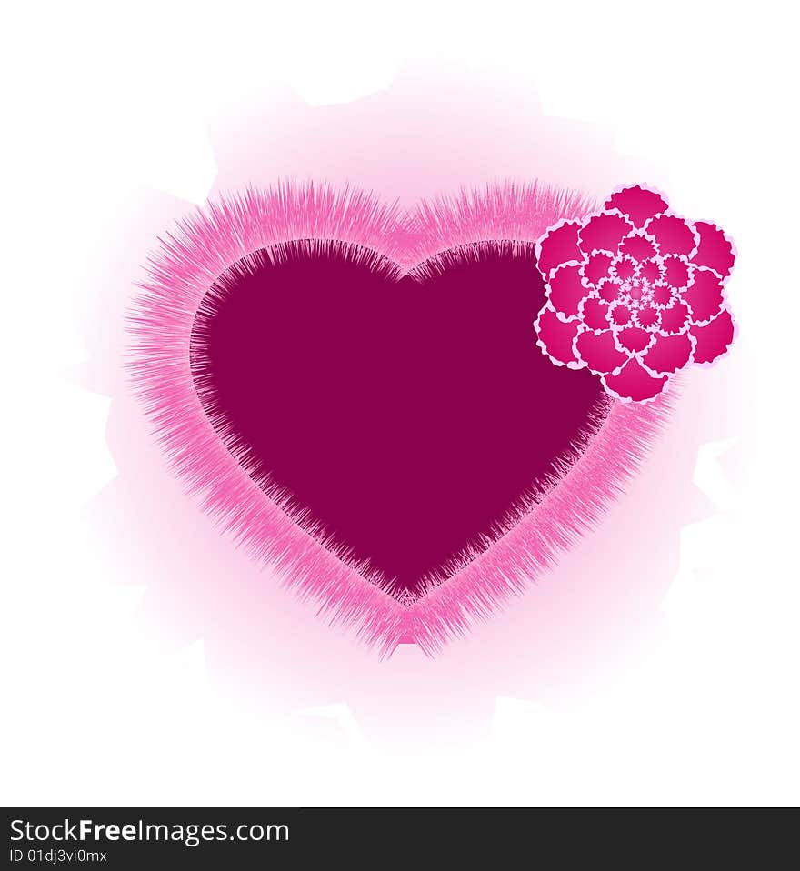 Heart with flower, pink, isolated, eps 8 format