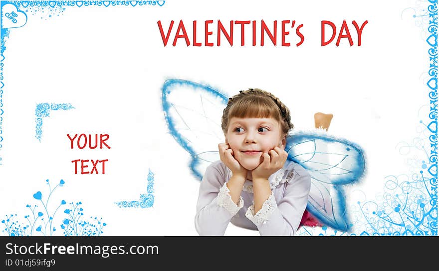 Stock photo: an image of a little cupid with place for text