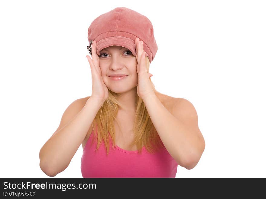 Portrait of the beautiful young girl on a white background �3