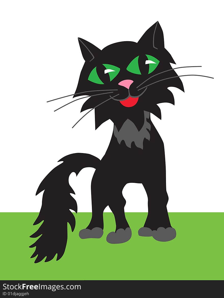 Cat black decorative illustration vector pet