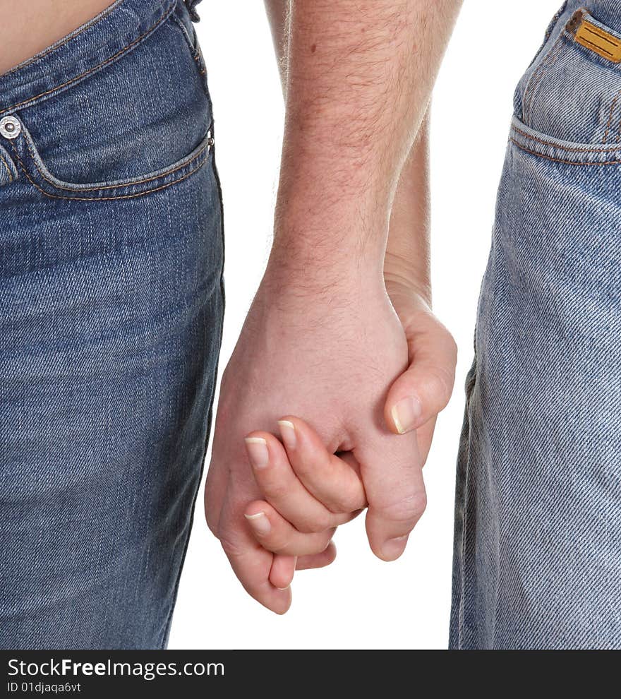 Close-ups of couple isolated on white background