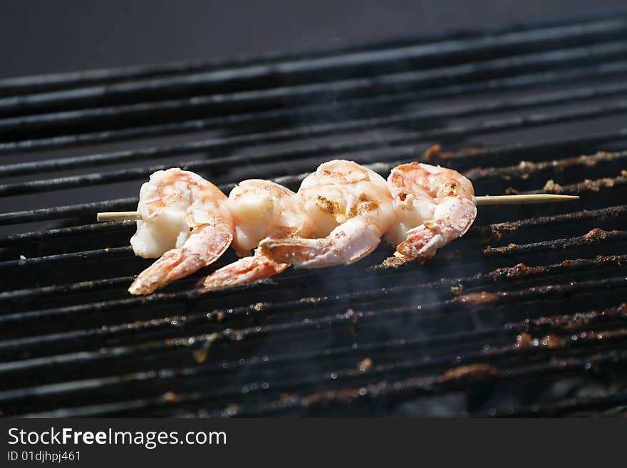 Shrimp on Barbeque Grill