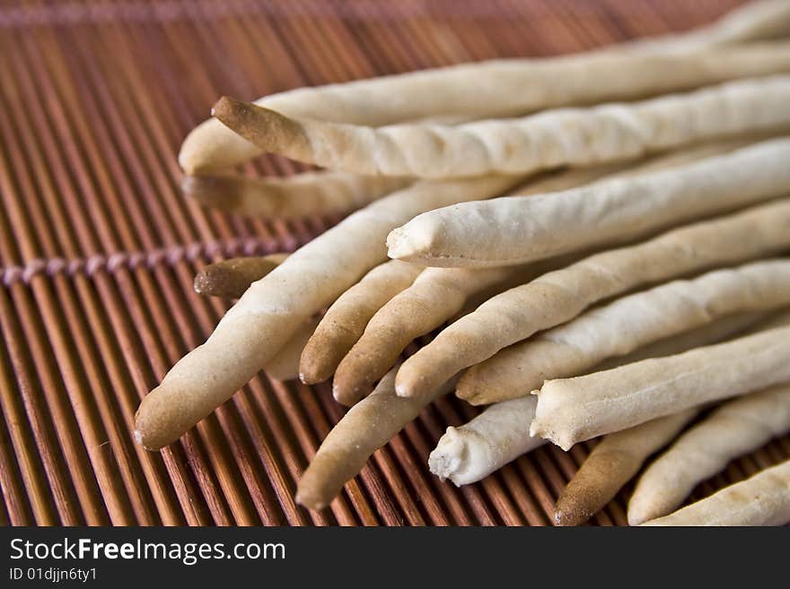 Italian bread sticks on a pile