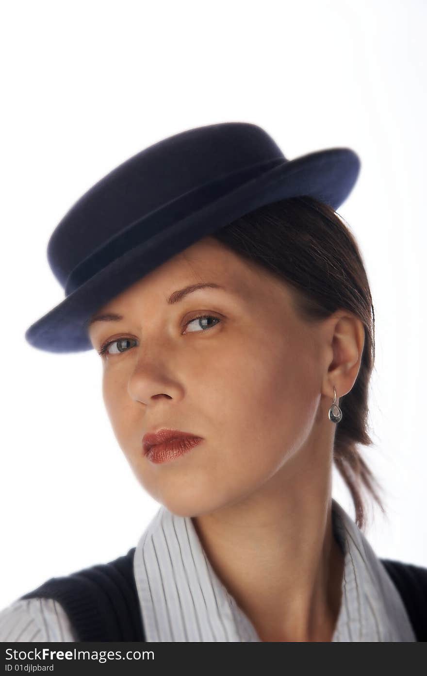 Young woman in 30 s style hat