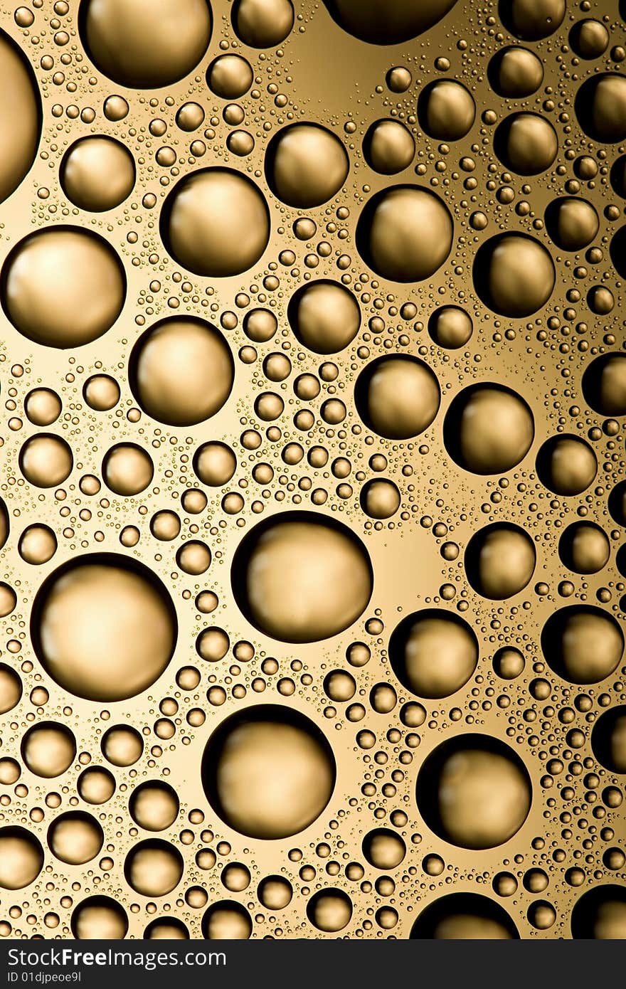 Golden Water Drops Background