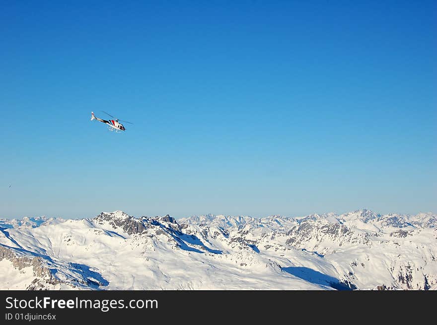 Helicopter on the Swiss alps - Davos. Helicopter on the Swiss alps - Davos.