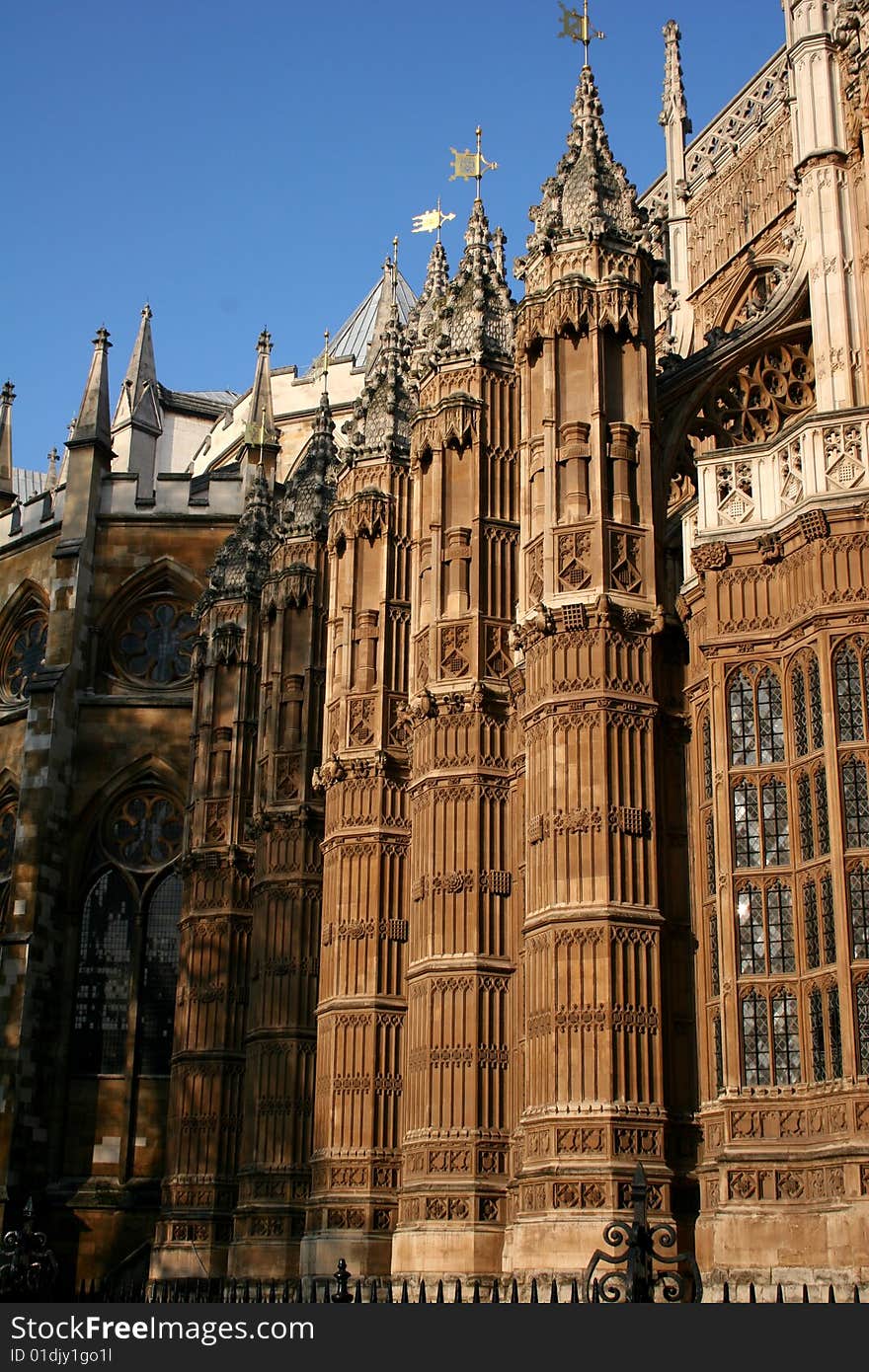 Carved pillars of Westminster abbey, London