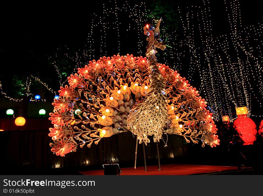 Peacock lamp in zigong city of sichuan