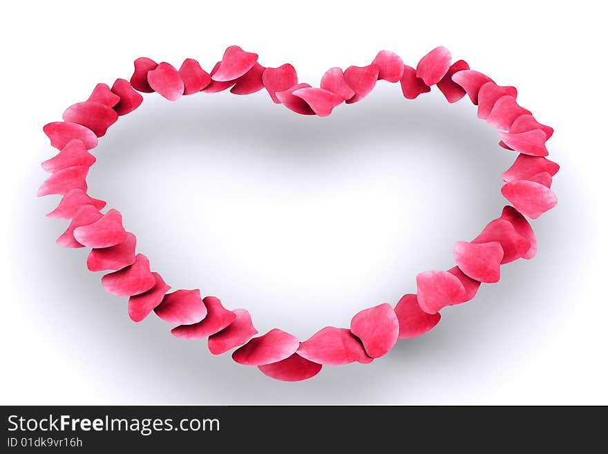 3d max render pink rose petal heart Valentine Day