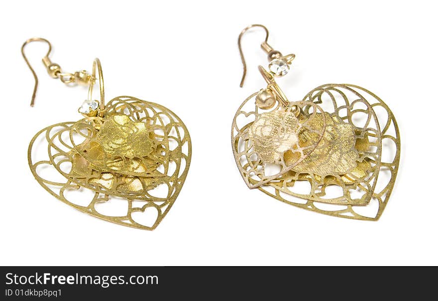 Earrings From Gold In The Form Of Heart