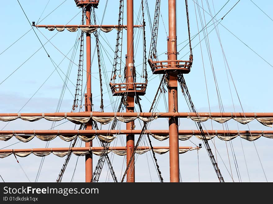 Masts of old sail ship. Masts of old sail ship