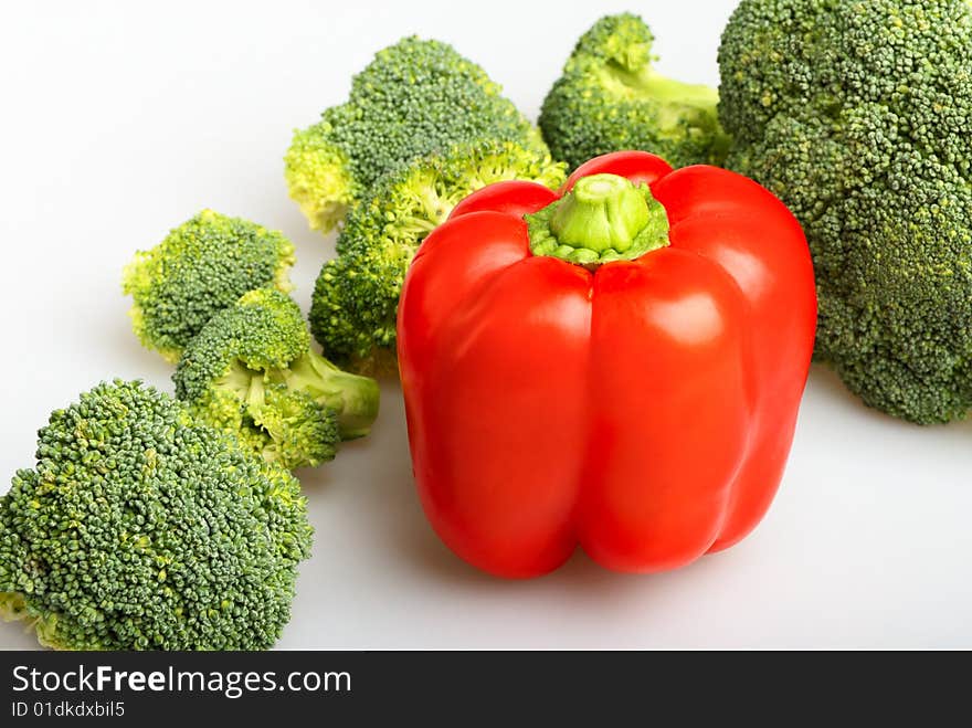 Green broccoli and red pepper