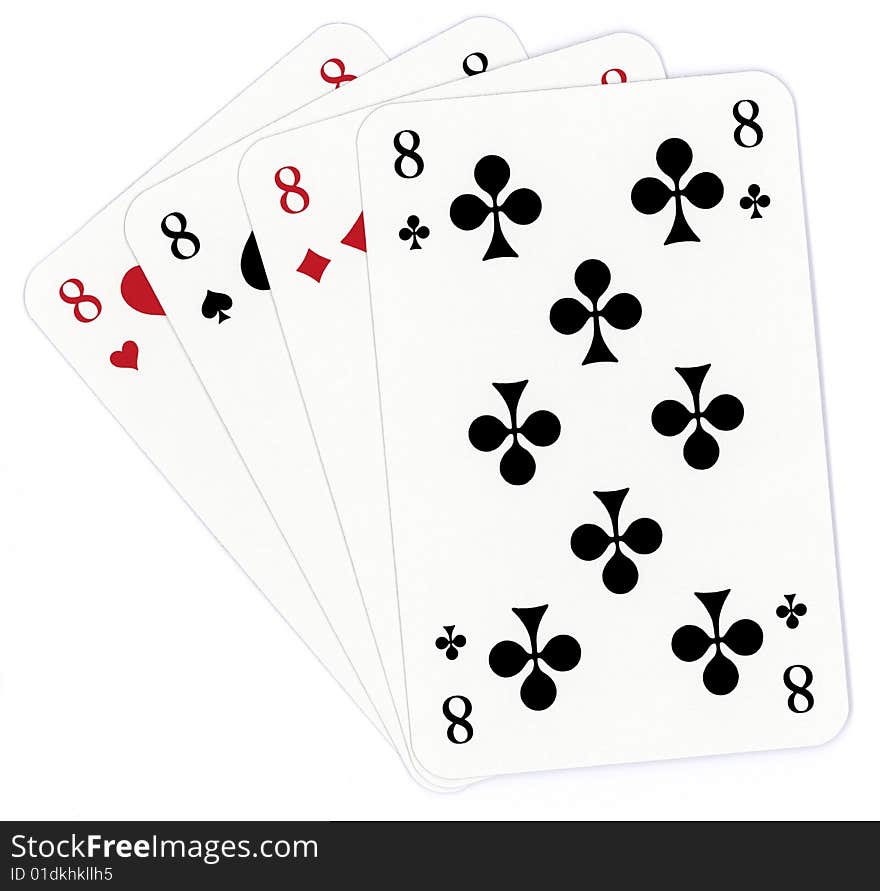 Poker of eights isolated on the white background