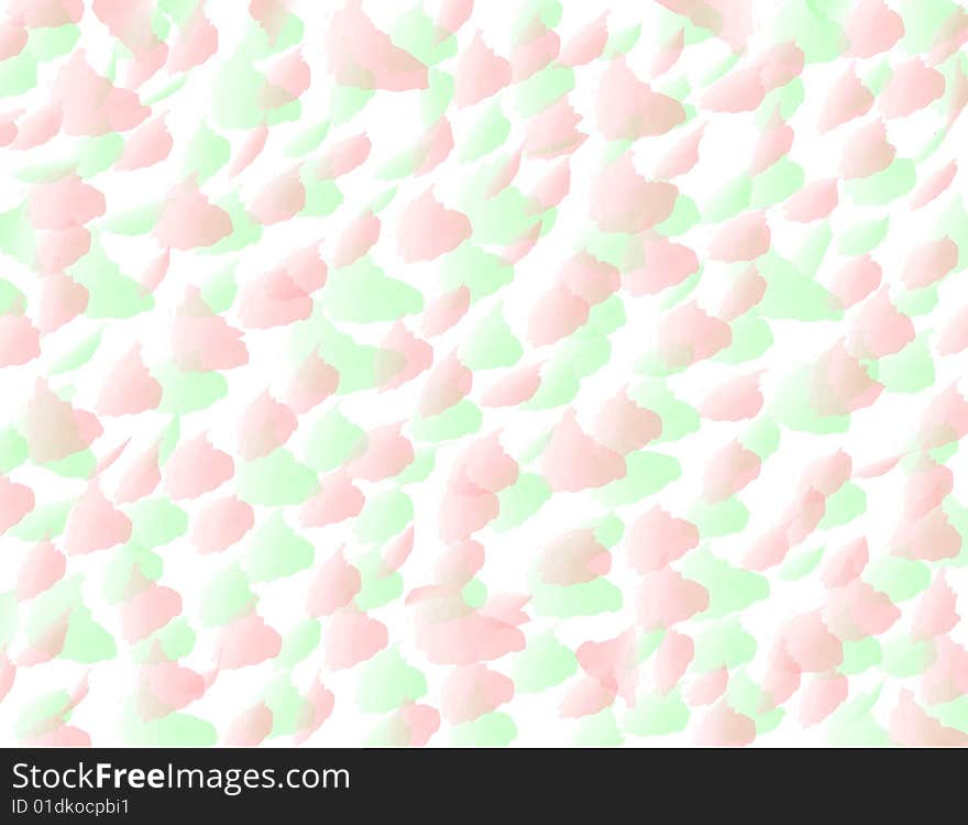 Red and green leaves strewn on a white background. Red and green leaves strewn on a white background