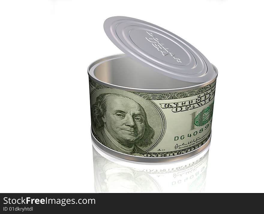 Canning jar with the image of dollar on a white background. Canning jar with the image of dollar on a white background