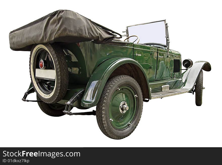 The antiquarian car isolated over white with clipping path. The antiquarian car isolated over white with clipping path.