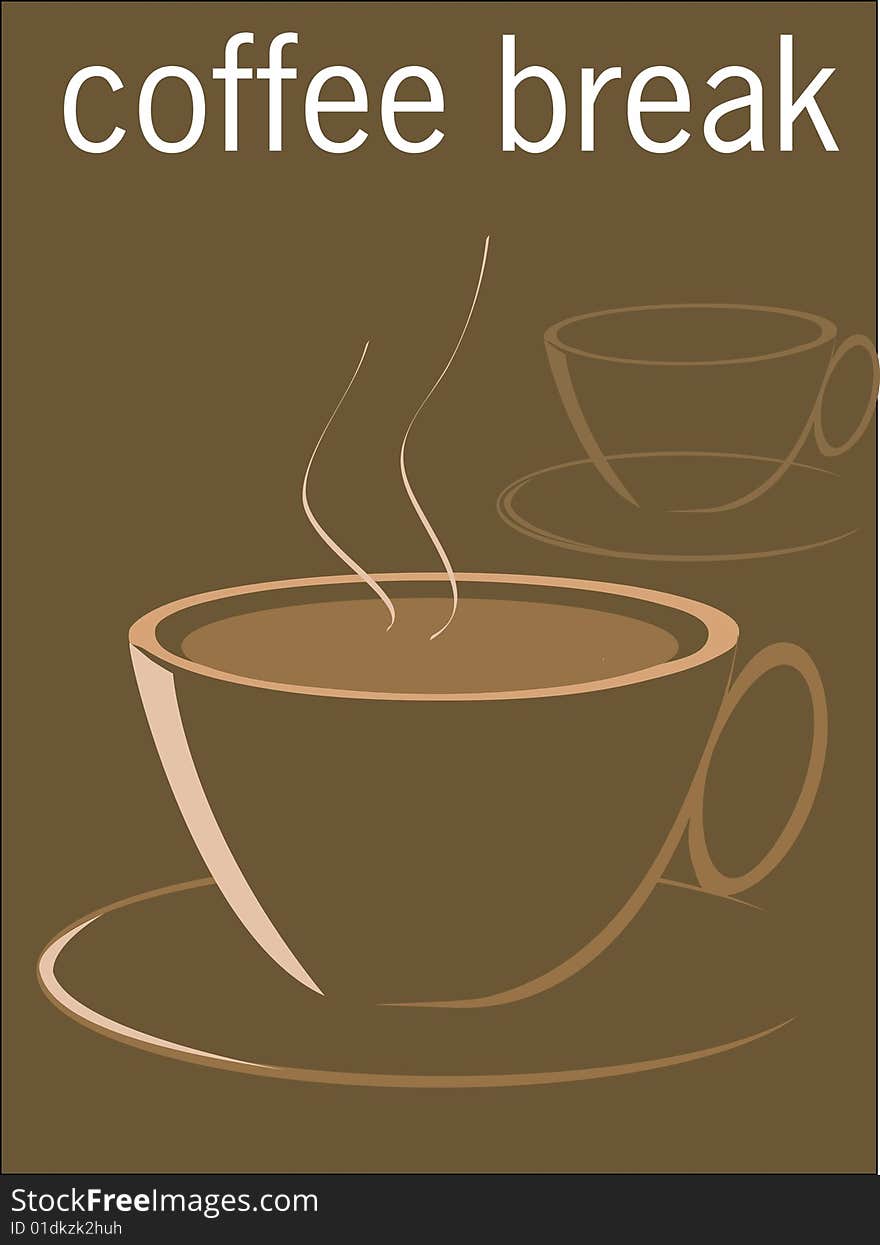 Coffee Cup Illustration In Brown