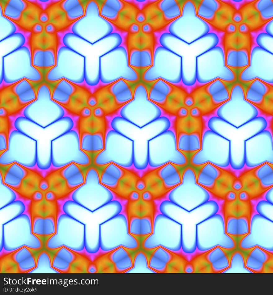 An abstract illustrated triangular pattern done in shades of blue, orange, gold, pink, white, and green. An abstract illustrated triangular pattern done in shades of blue, orange, gold, pink, white, and green.