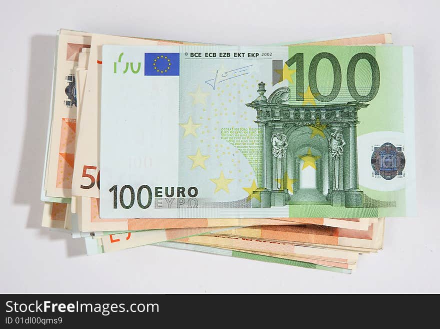 Packet of euro banknotes- isolated. Packet of euro banknotes- isolated.