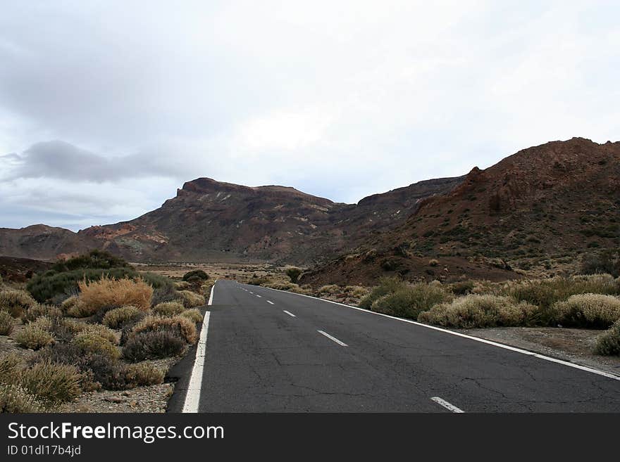 Road near the teide volcano