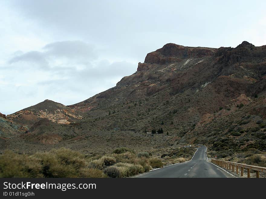 Road near the teide volcano