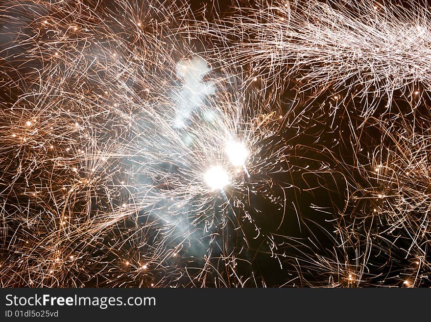 Fireworks over night city buildings. Fireworks over night city buildings