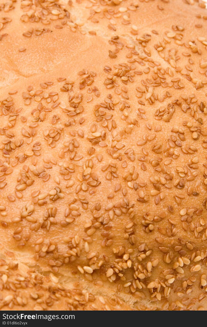 Bread with sesame close up.