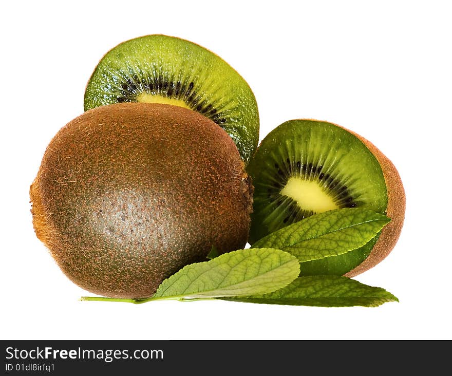 Kiwi fruits isolated on white background