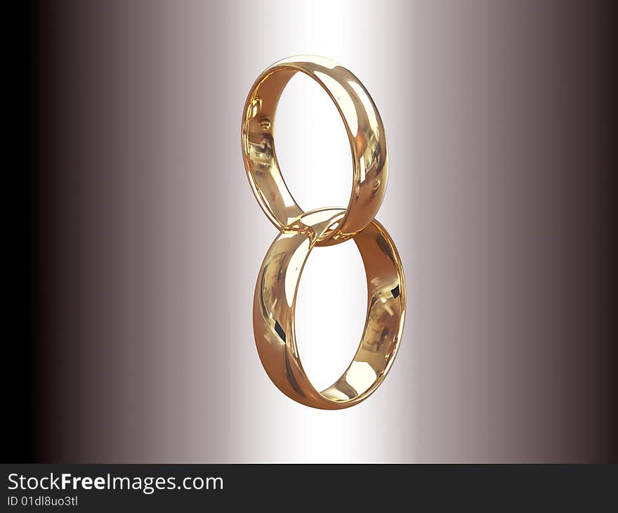 3d isolated gold wedding rings