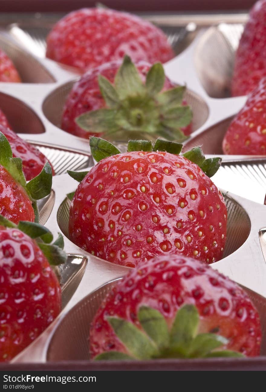 Close up of Strawberry in a box