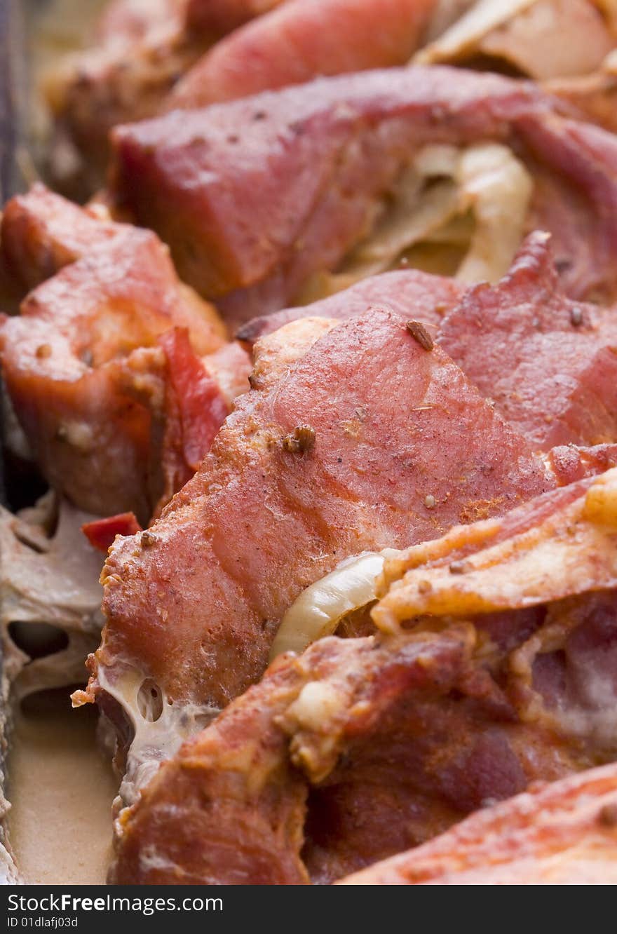 Barbecued pork meat - close up