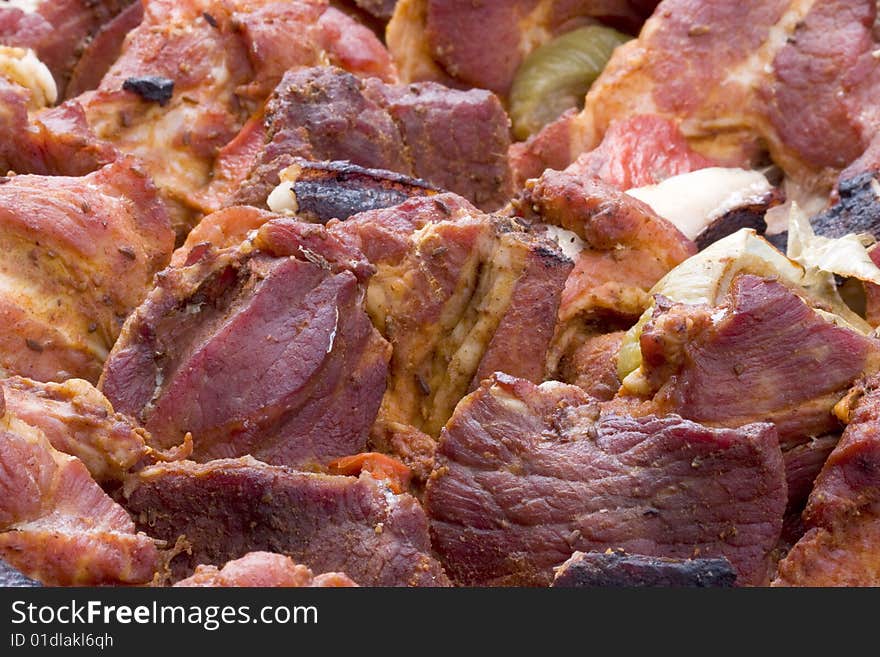 Barbecued pork meat- close up