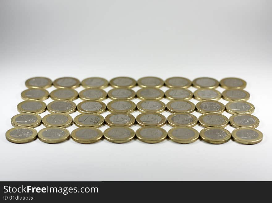 Square of one Euro coins