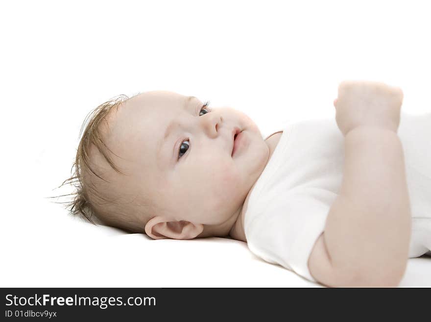 Little baby on a white background