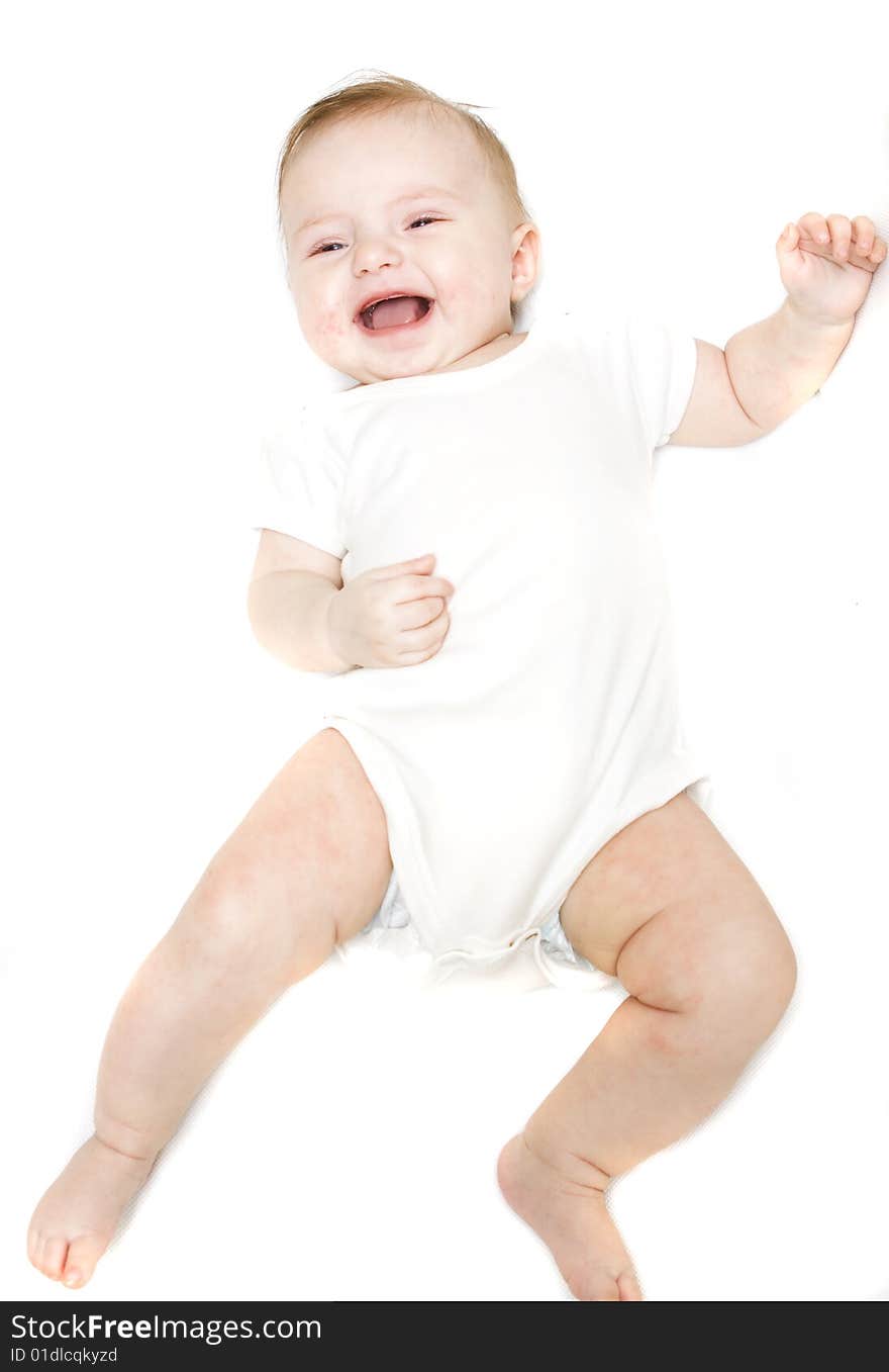 Little baby on a white background