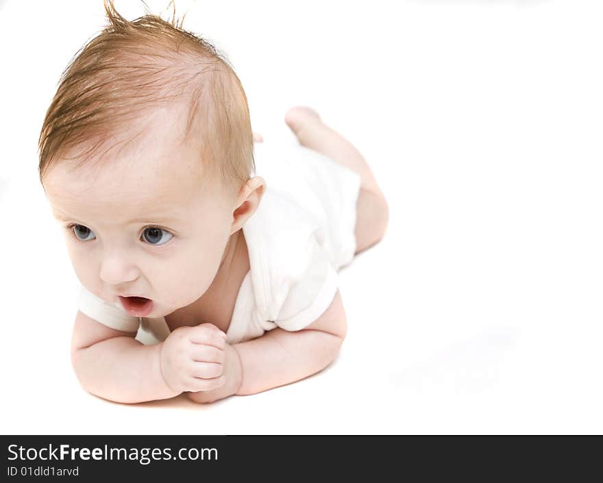 Little Baby On A White Background