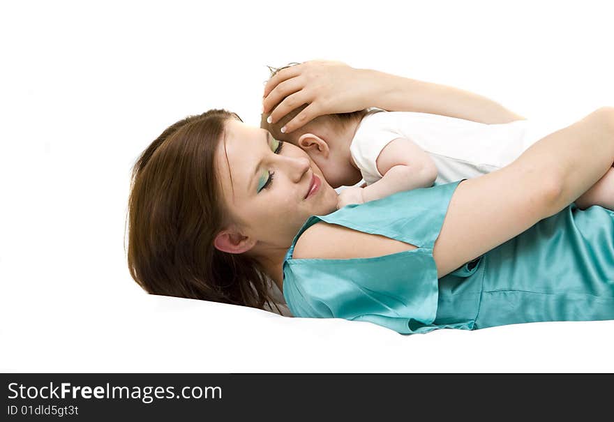 Happy family on a white background. Happy family on a white background